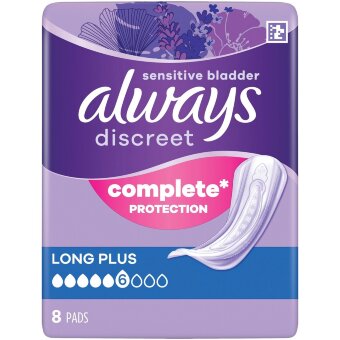 Прокладки для недержания Always Discreet Long Plus 8 шт Прокладки для недержания Always Discreet Long Plus 8 шт