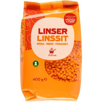 Красная чечевица Coop 400 гр