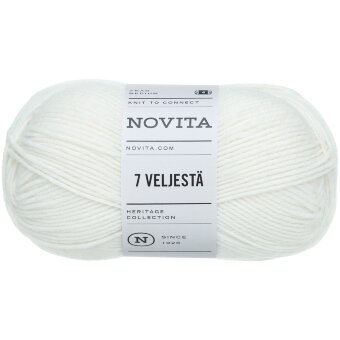Пряжа Novita 7 Veljestä 100 гр белая 011