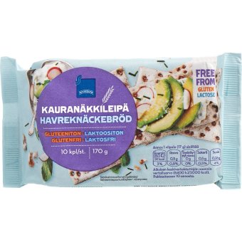 Хрустящие овсяные хлебцы Rainbow 170 г без глютена 10 шт/уп Хрустящие овсяные хлебцы Rainbow 170 г без глютена 10 шт/уп