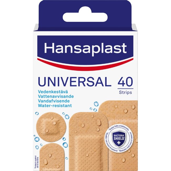 Водостойкие универсальные пластыри Hansaplast 40 шт, 4 размера Водостойкие универсальные пластыри Hansaplast 40 шт, 4 размера