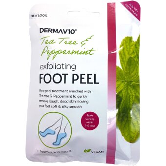 Отшелушивающая маска для ног Derma V10 с маслом чайного дерева и мятой 1 пара