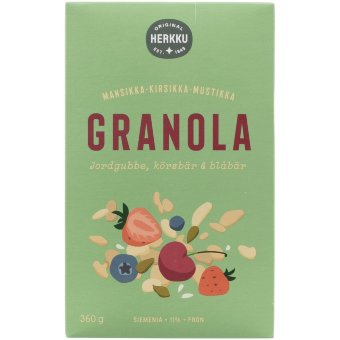 Хрустящая гранола Herkku с клубникой, вишней и черникой 360 гр