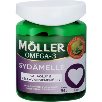 Витамины для сердца с Омега-3  Moller Omega-3 Sydämelle 76 капсул Möller