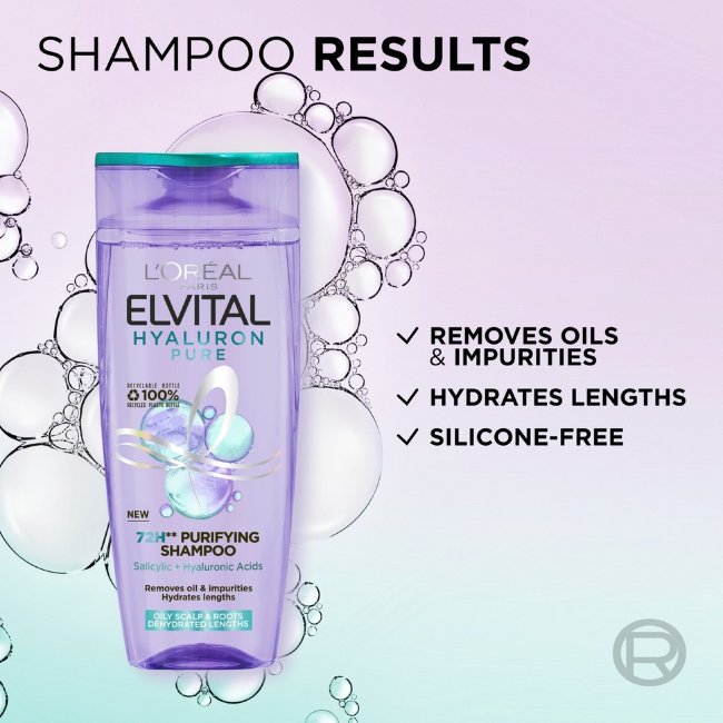 Шампунь L'Oréal Paris Elvital Hyaluron Pure для волос, нуждающихся в увлажнении, 250 мл Шампунь L'Oréal Paris Elvital Hyaluron Pure для волос, нуждающихся в увлажнении, 250 мл