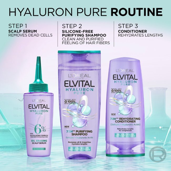 Шампунь L'Oréal Paris Elvital Hyaluron Pure для волос, нуждающихся в увлажнении, 250 мл Шампунь L'Oréal Paris Elvital Hyaluron Pure для волос, нуждающихся в увлажнении, 250 мл