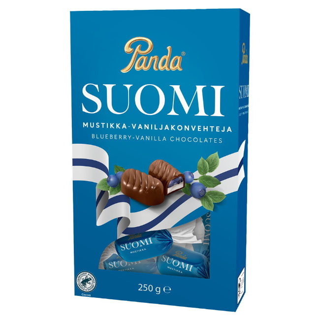 Шоколадные конфеты с черникой Panda Suomi 250 гр