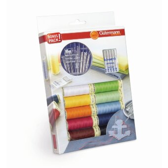 Швейные нитки Gütermann 10x100 м, машинные иглы 70-90 и швейные иглы 30 шт