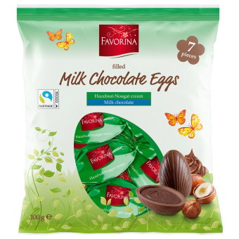 Шоколадные яйца Favorina с нежным ореховым пралине 100 гр Шоколадные яйца Favorina с нежным ореховым пралине 100 гр