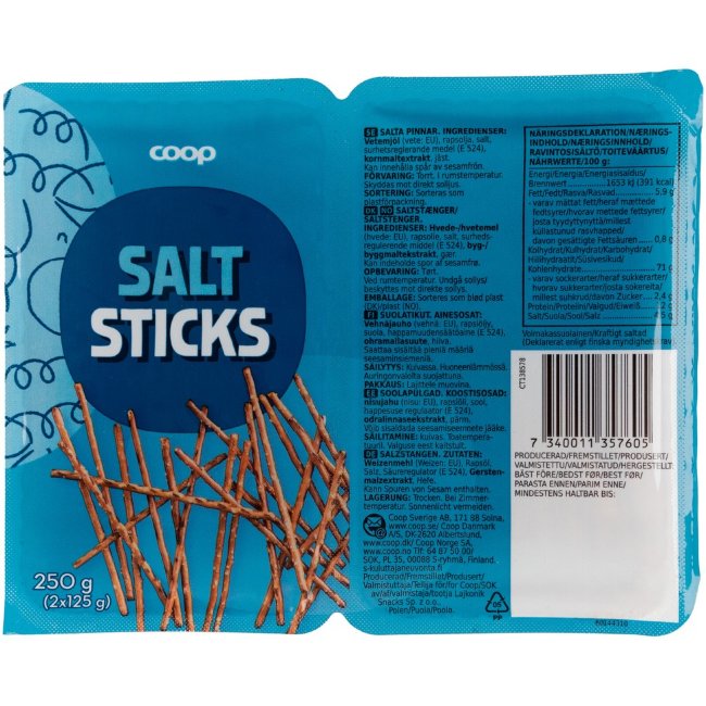 Солёные палочки Coop Salt Stisks 250 гр