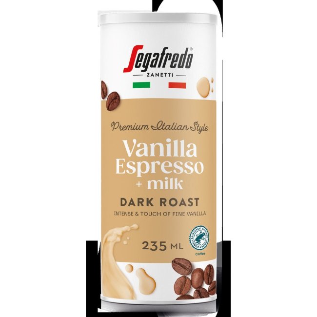 Молочный кофейный напиток Segafredo Vanilla Espresso + Milk 235 мл с пониженным содержанием лактозы RAC