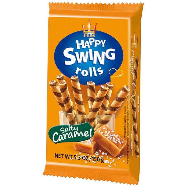 Вафельные трубочки Happy swing с начинкой соленая карамель 150 гр