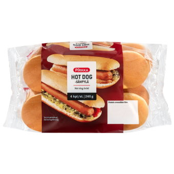 Булочки для хот-дога Pirkka (уп 4 шт) 240 гр
