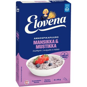 Овсяная каша быстрого приготовления Elovena с клубникой и черникой 240 гр