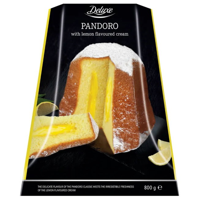 Итальянский рождественский торт PANDORO Deluxe с лимонно-кремовой начинкой 800 гр Итальянский рождественский торт PANDORO Deluxe с лимонно-кремовой начинкой 800 гр