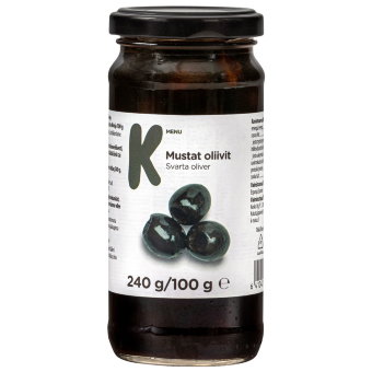 Оливки чёрные без косточек K-menu 240/100 гр. Оливки чёрные без косточек K-menu 240/100 гр.
