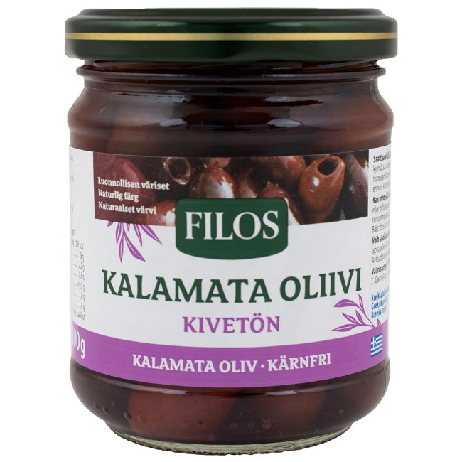 Оливки каламата без косточки Filos 200/100г