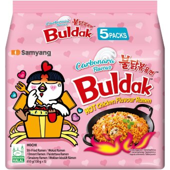 Рамен лапша Samyang Buldak Hot Chicken Carbonara (уп 5 шт) 650 гр