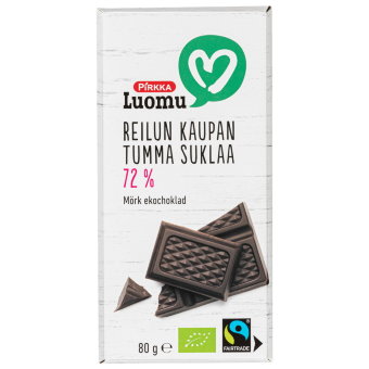 Органический темный шоколад 72% Pirkka 80 гр