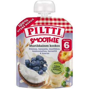 Смузи PILTTI с черникой и кокосом 90 гр (с 6 месяцев) порционный пакетик
