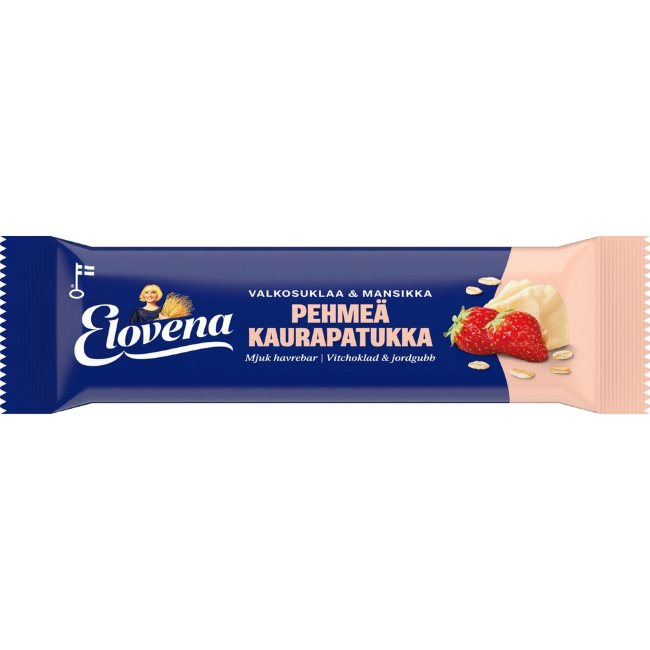 Мягкий овсяный батончик Elovena с белым шоколадом и клубникой 30 гр