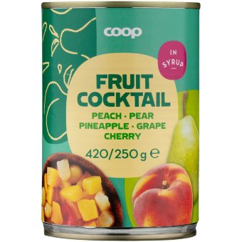 Фруктовый коктейль Coop в сахарном сиропе 420/250 гр