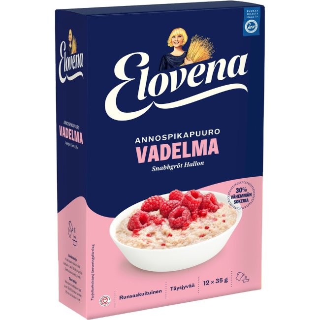 Порционный овсяный пудинг Elovena с малиной и уменьшенным содержанием сахара 420 гр