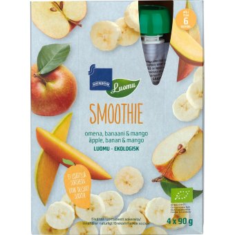 Смузи Rainbow из яблока, банана и манго органический (уп 4 шт) 360 гр