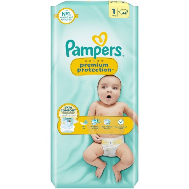 Подгузники Pampers Premium Protection S1 2-5 кг 44 шт