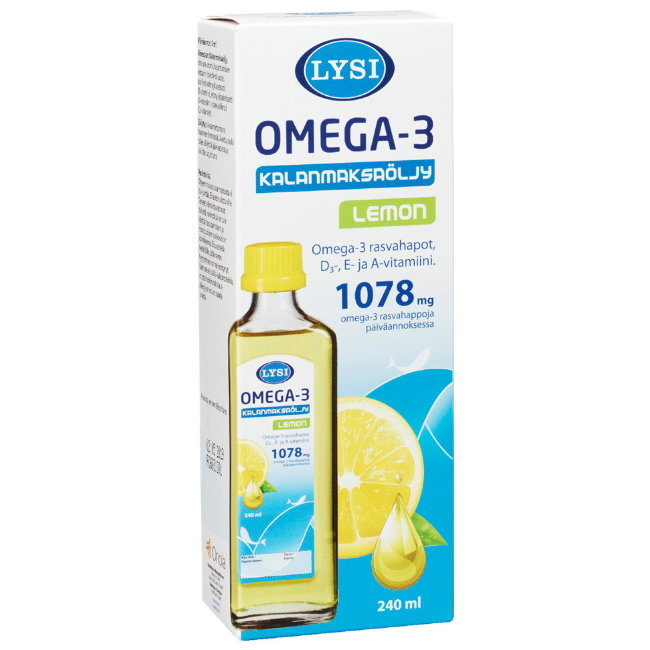 Рыбий жир жидкий Омега-3 с витаминами A D E 240 мл LYSI