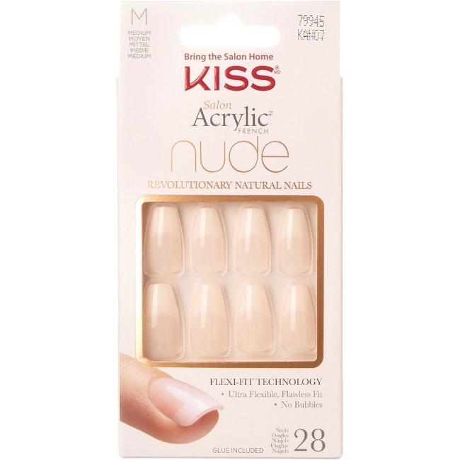 Набор акриловых ногтей Kiss Nails Salon Coffin 28 шт, KAN07