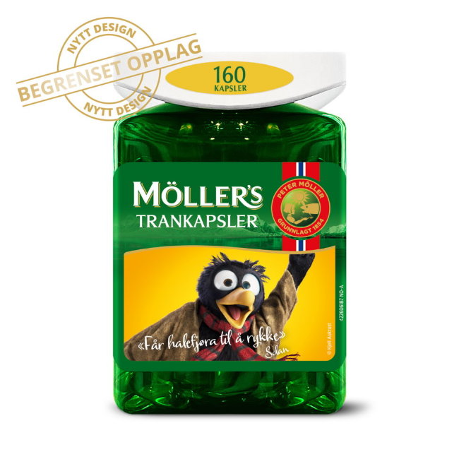 Витамины Омега-3, D и A, E Norwegian Mollers Trankapsler Omega-3 160 капсул Moller, Норвегия