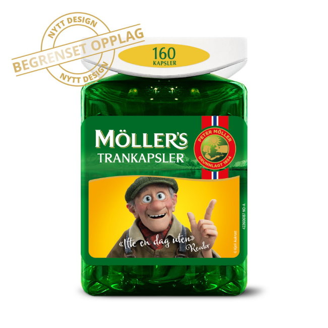 Витамины Омега-3, D и A, E Norwegian Mollers Trankapsler Omega-3 160 капсул Moller, Норвегия
