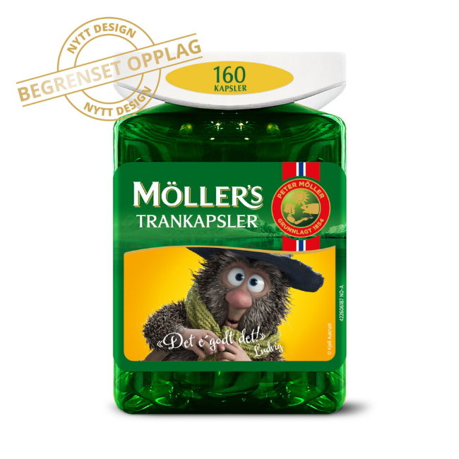 Витамины Омега-3, D и A, E Norwegian Mollers Trankapsler Omega-3 160 капсул Moller, Норвегия