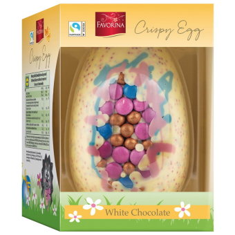 Шоколадное пасхальное яйцо Favorina Crispy Egg белый шоколад с цветным драже и карамелью 200 гр Шоколадное пасхальное яйцо Favorina Crispy Egg белый шоколад с цветным драже и карамелью 200 гр