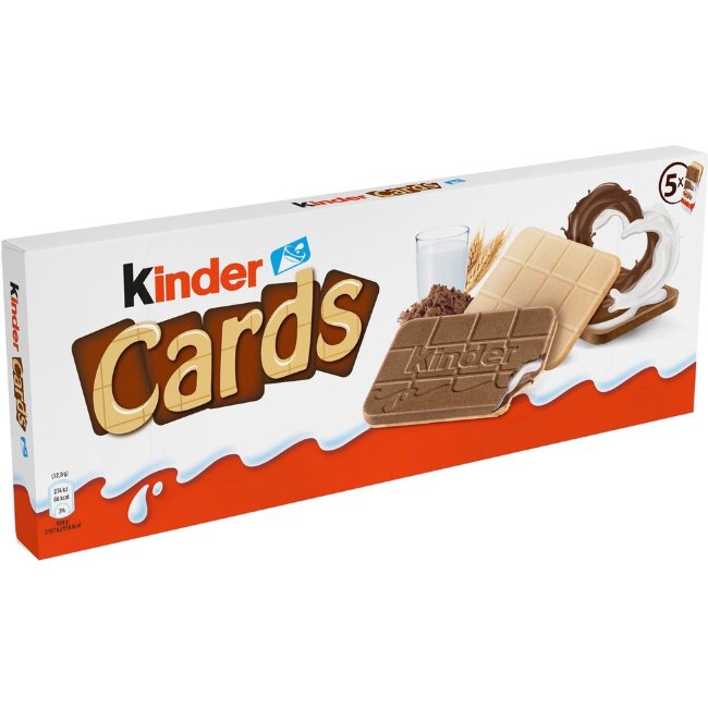 Вафли Kinder Cards с молочной и какао начинками (уп 2 шт) 5 шт