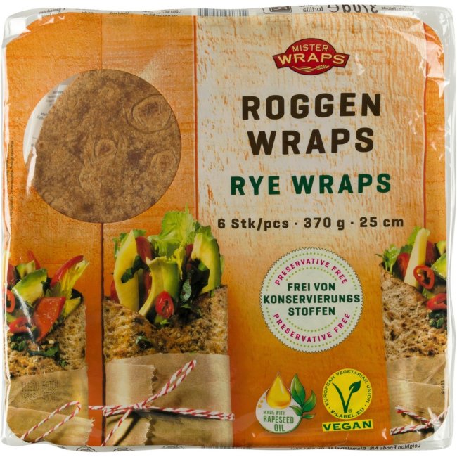 Ржаные тортильи Mr Wraps (уп 6 шт) 370 гр