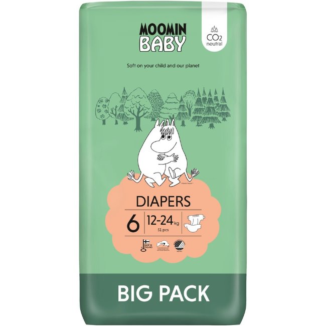Подгузники на липучках Moomin Baby 6 - 51 шт 12-24 кг