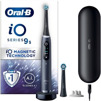 Электрическая зубная щетка Oral-B iO 9 Black, 2 сменные насадки, 1 зарядный дорожный футляр, Designed by Braun