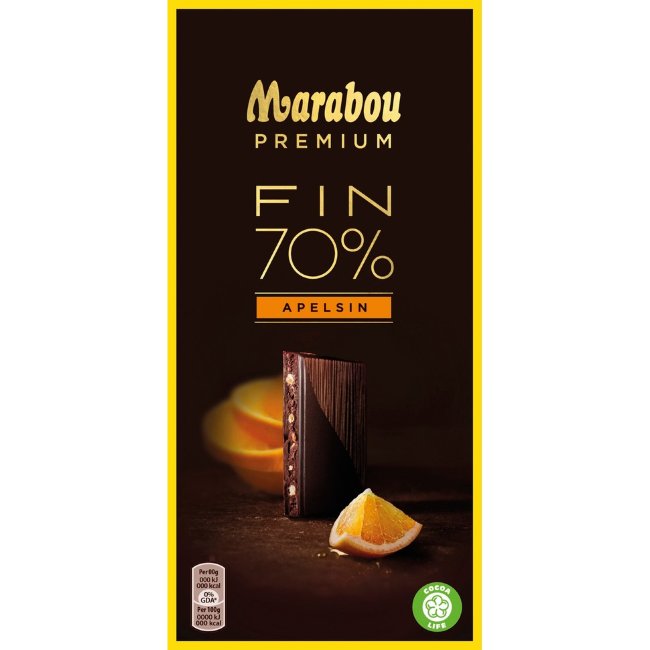 Шоколад Marabou Premium темный 70% (апельсин) 100 гр