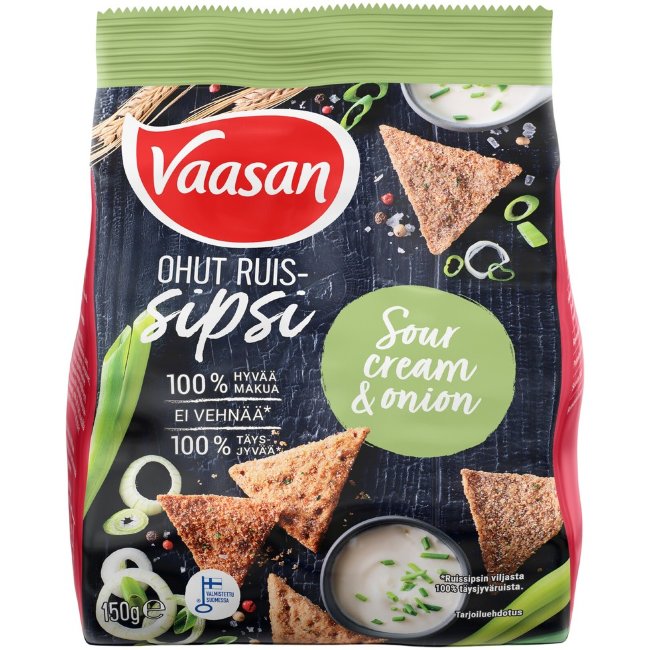 Ржаные чипсы Vaasan Ruis Sipsi Sourcream & Onion 150 гр