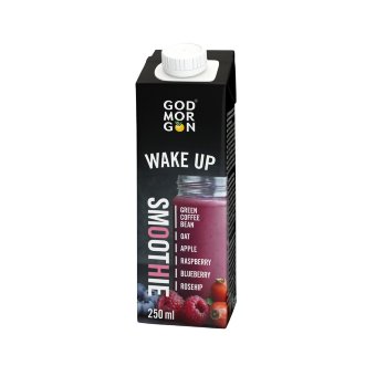 Смузи God Morgon Wake Up зеленая кофейная фасоль-овес-малина-шиповник-черника 250 мл