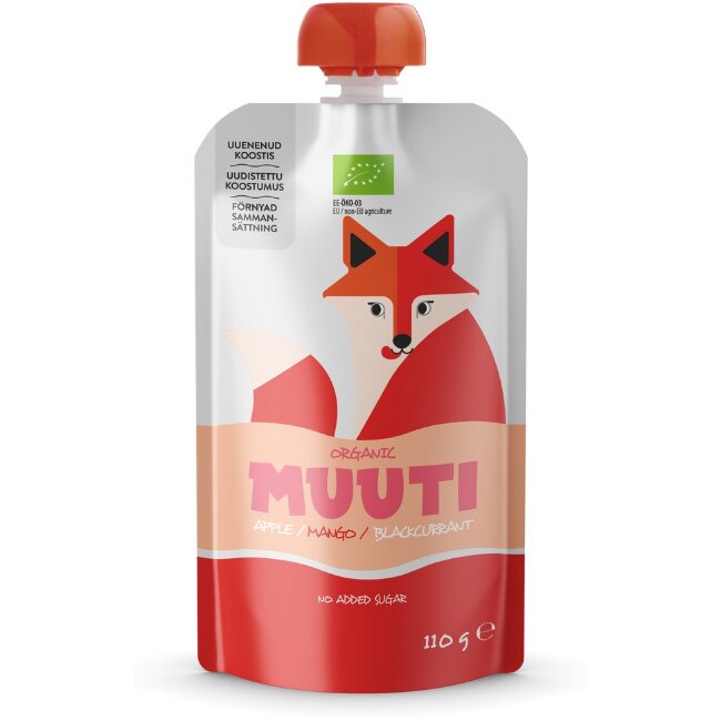 Пюре MUUTI органическое из яблока, манго и черной смородины KETTU 110 гр Пюре MUUTI органическое из яблока, манго и черной смородины KETTU 110 гр