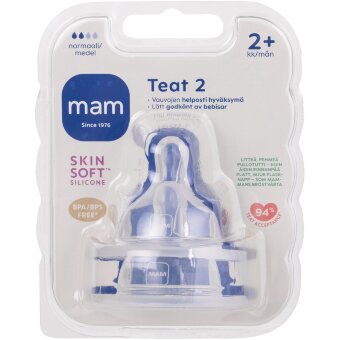 Соска для бутылочки MAM Teat 2 (уп 2 шт) нормальная силиконовая 2+ мес Соска для бутылочки MAM Teat 2 (уп 2 шт) нормальная силиконовая 2+ мес