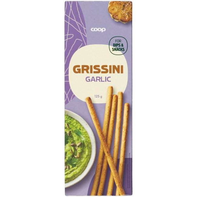 Хлебные палочки grissini с чесноком Coop 125 гр