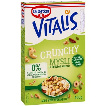 Мюсли Dr. Oetker Vitalis Crunchy без добавленного сахара с орехами и семенами 400 гр