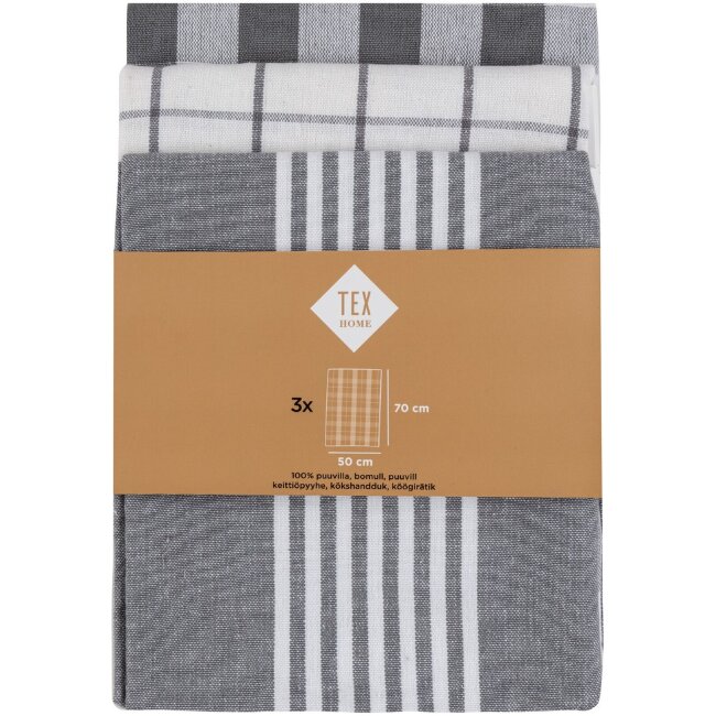 Кухонные полотенца Tex Home Stripes 3 шт серые Кухонные полотенца Tex Home Stripes 3 шт серые