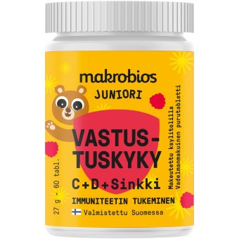 Витамины для иммунитета Makrobios Juniori со вкусом малины 60 шт 27 гр Витамины для иммунитета Makrobios Juniori со вкусом малины 60 шт 27 гр