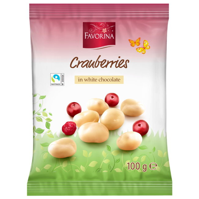 Клюква в белом шоколаде Favorina натуральное ягодное драже 100 гр