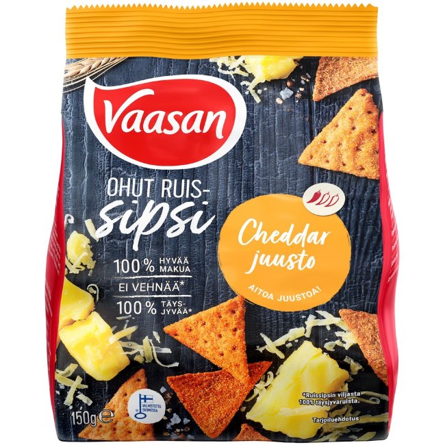 Ржаные чипсы Vaasan Ruis Sipsi с сыром чеддар 150 гр